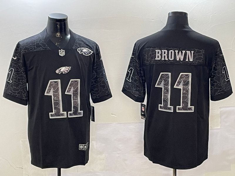 Men Philadelphia Eagles #11 Brown Black 2025 Nike Vapor Limited NFL Jersey style 4